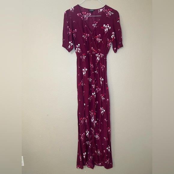 Express Burgundy Floral Maxi Dress Size Women’s Size XS - Picture 1 of 10